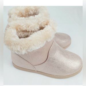 Cat & Jack Big Girls Boots Sparkle Faux-Fur Lined Rose Gold Color Boots Sz 5